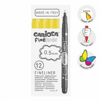 Carioca Fine Tip Fineliners 0.5 mm, Set of 12, yellow