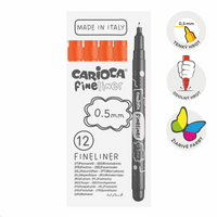 Carioca Fine Tip Fineliners 0.5 mm, Set of 12, orange