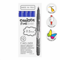 Carioca Fine Tip Fineliners 0.5 mm, Set of 12, dark blue