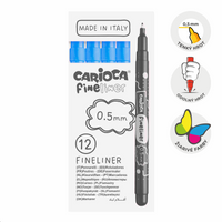 Carioca Fine Tip Fineliners 0.5 mm, Set of 12, light blue