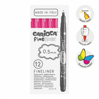 Carioca Fine Tip Fineliners 0.5 mm, Set of 12, pink