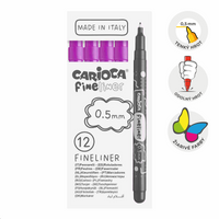 Carioca Fine Tip Fineliners 0.5 mm, Set of 12, purple