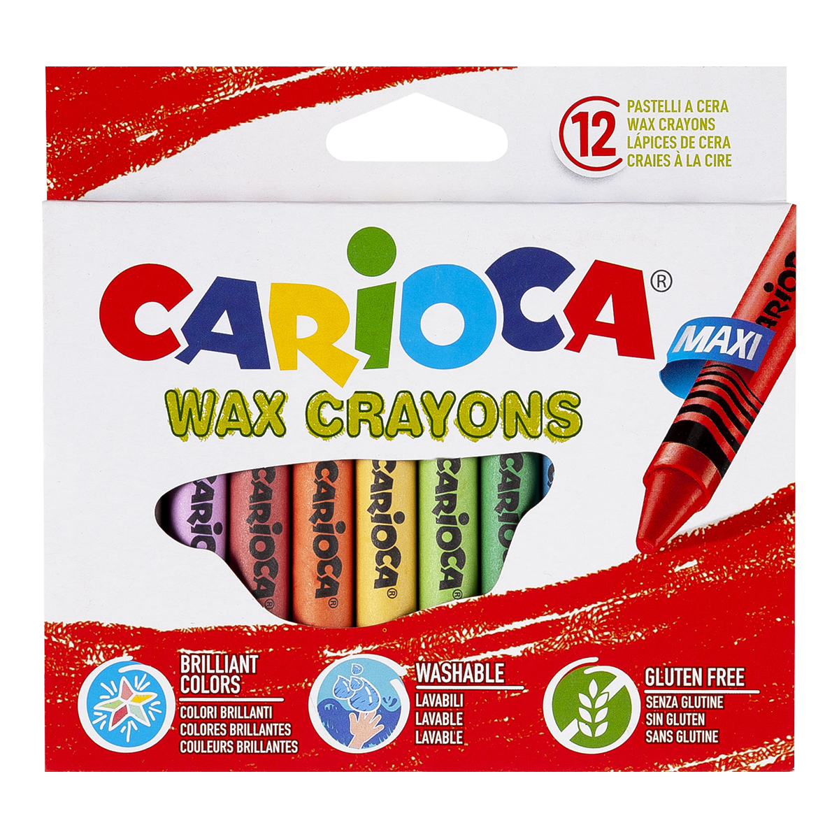 Carioca Maxi Wax Crayons - Set of 12 pcs