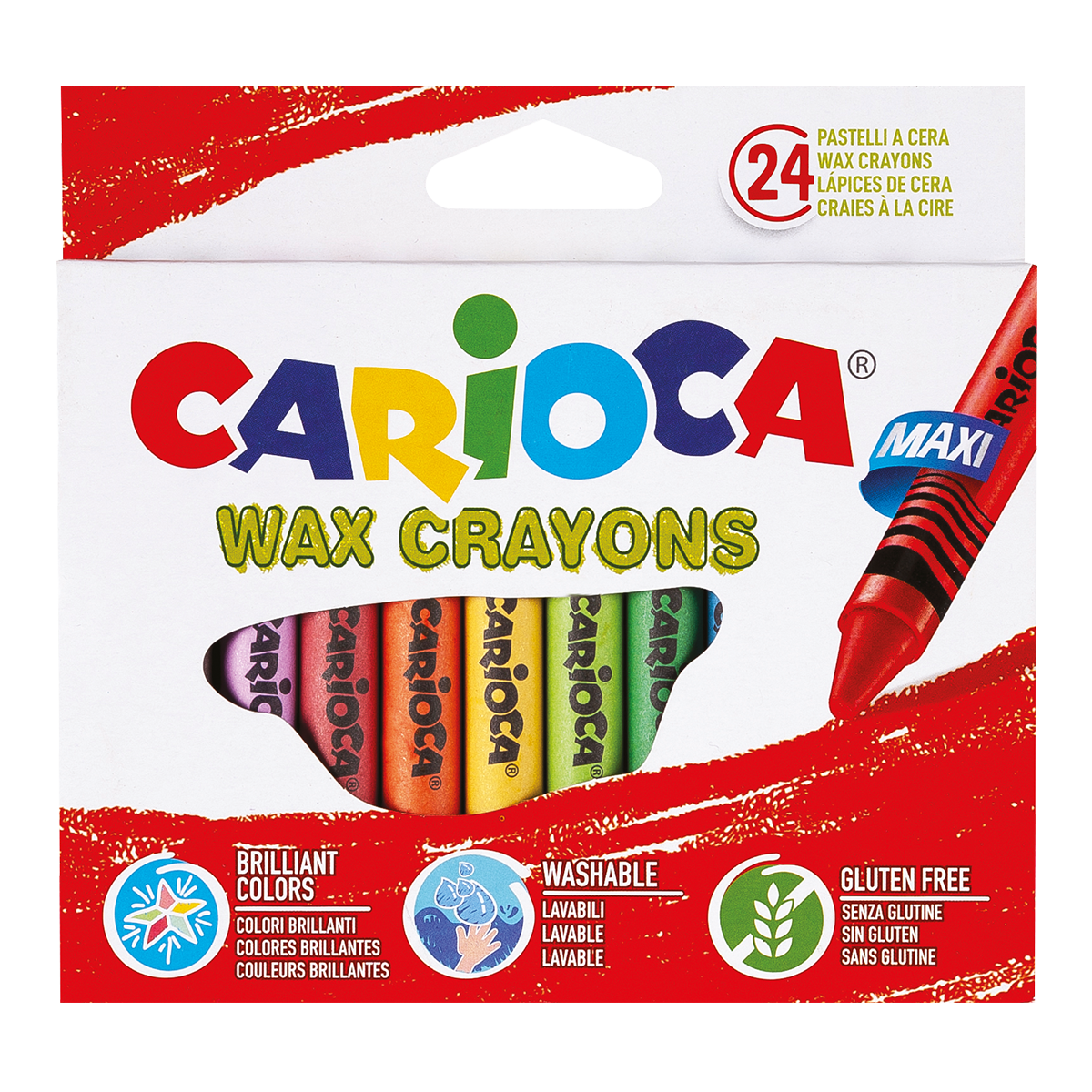Carioca Maxi Wax Crayons, Set of 24