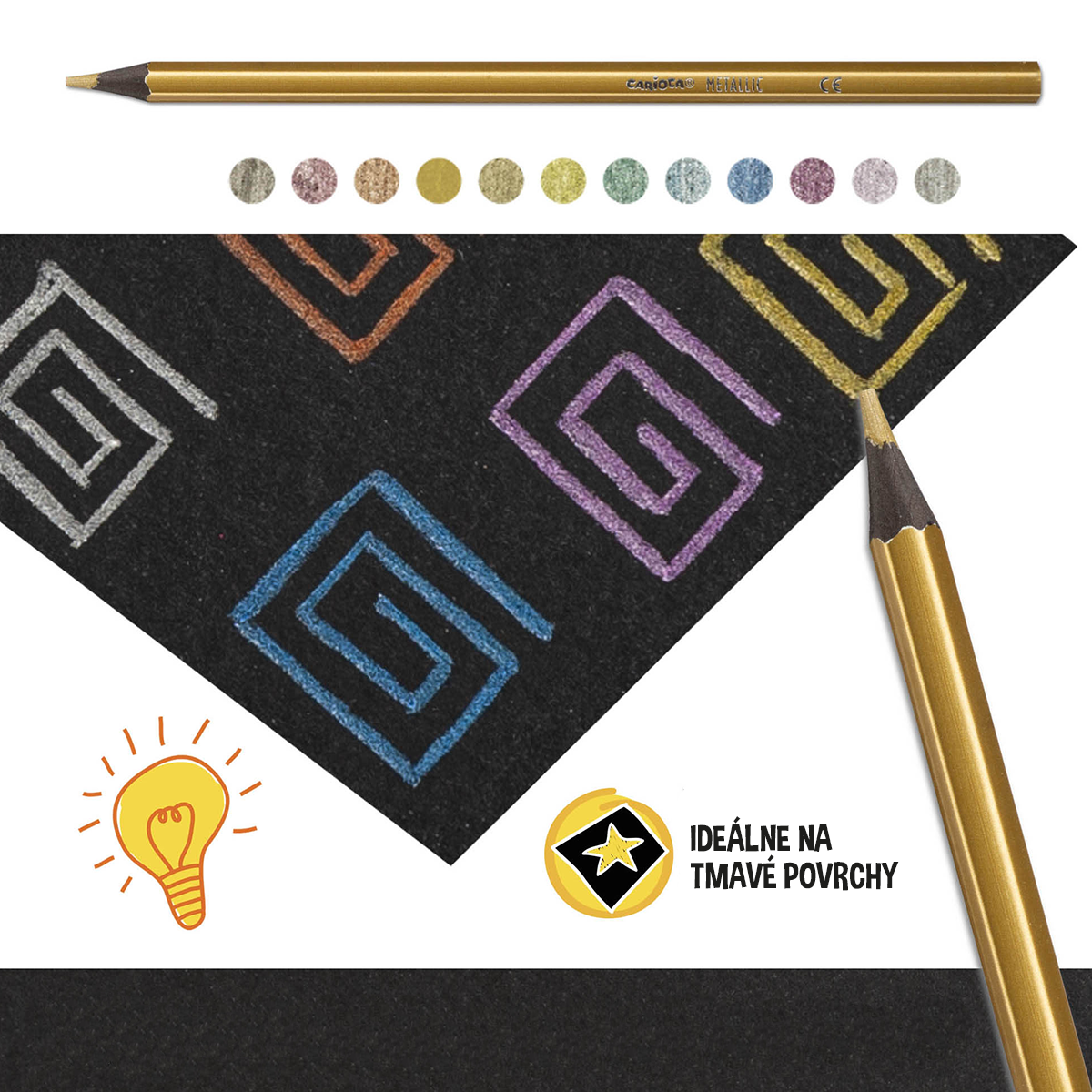 Carioca Metallic Hexagonal Colored Pencils / 12 pcs