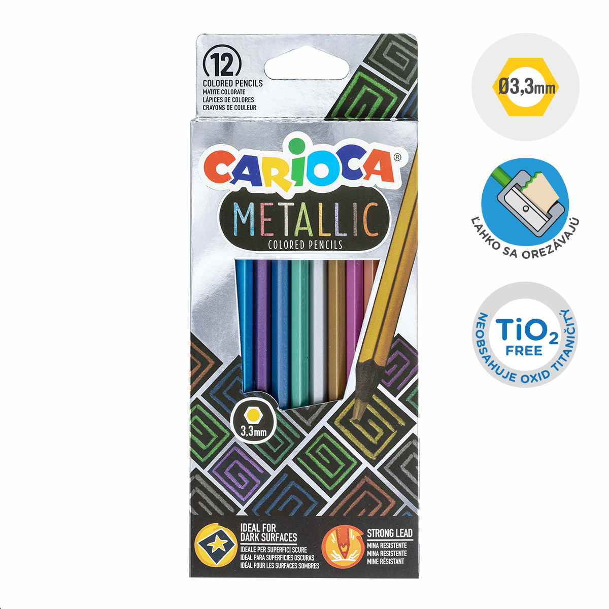 Carioca Metallic Hexagonal Colored Pencils / 12 pcs