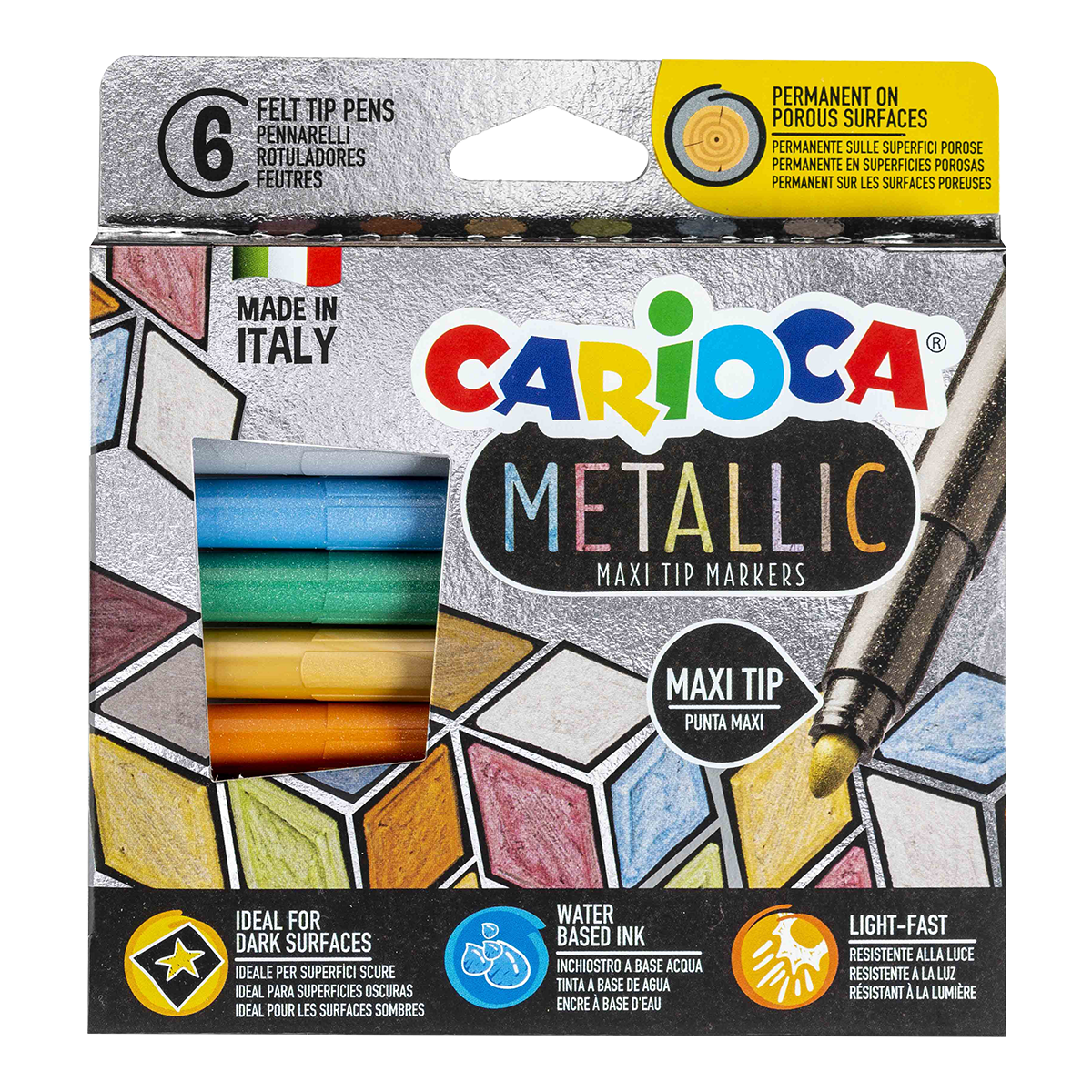 Carioca Metallic Markers, Tip (Nib), Assorted Colors