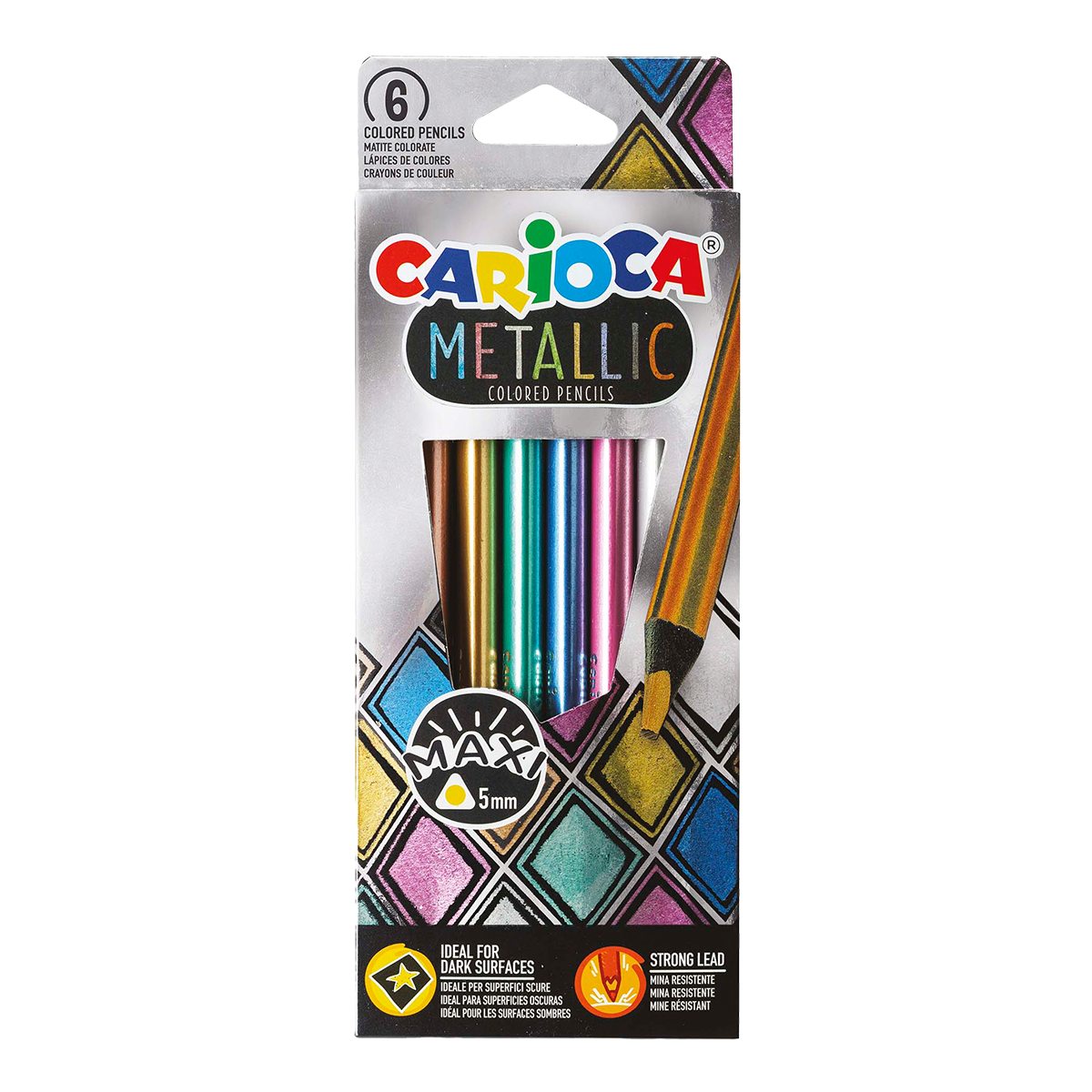 Carioca Metallic Triangular Colored Pencils / 6 pcs