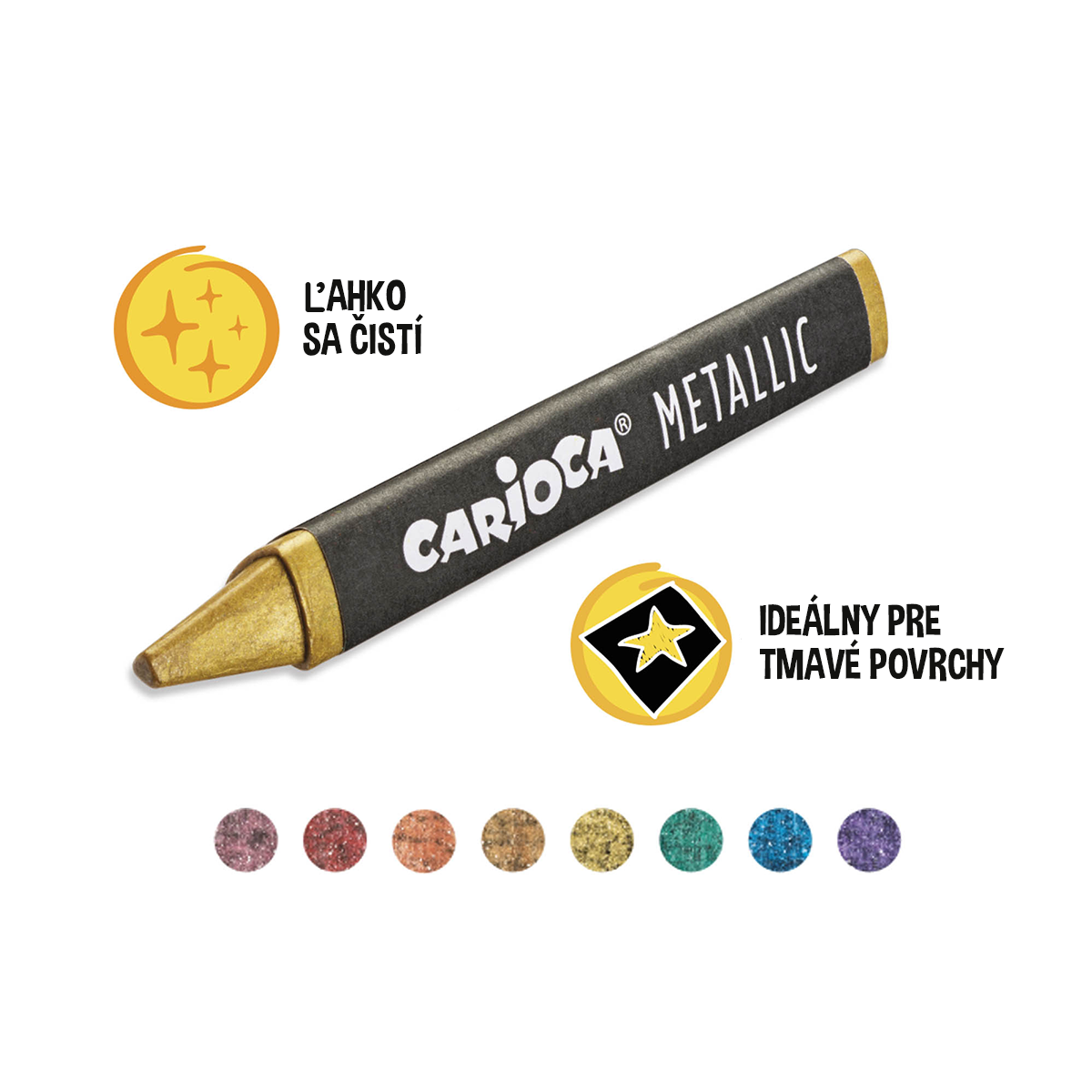 Carioca Metallic Triangular Wax Crayons - Set of 8 pcs