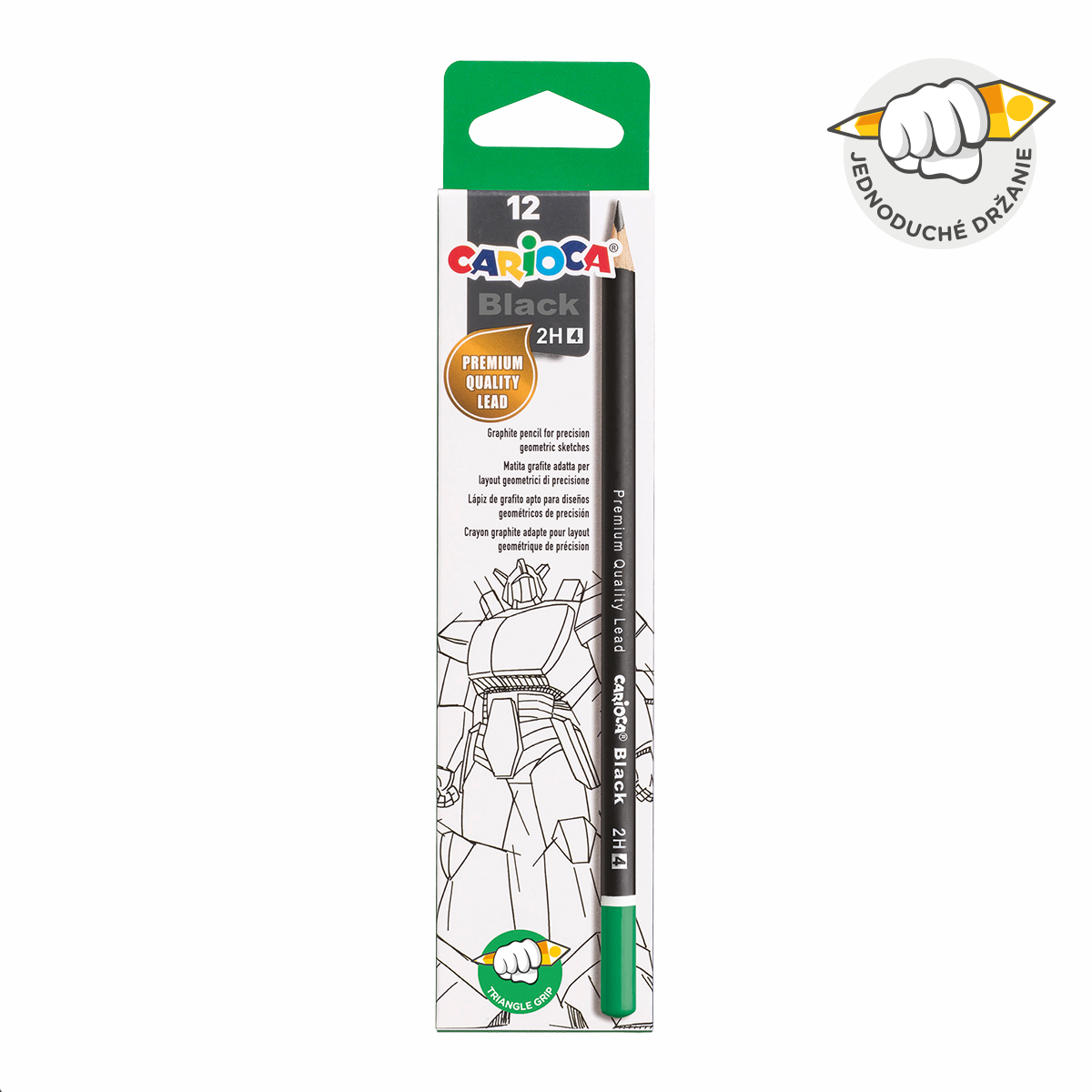 Carioca Triangular Graphite Pencil Set Black 2H, 12 pcs – 4/2H