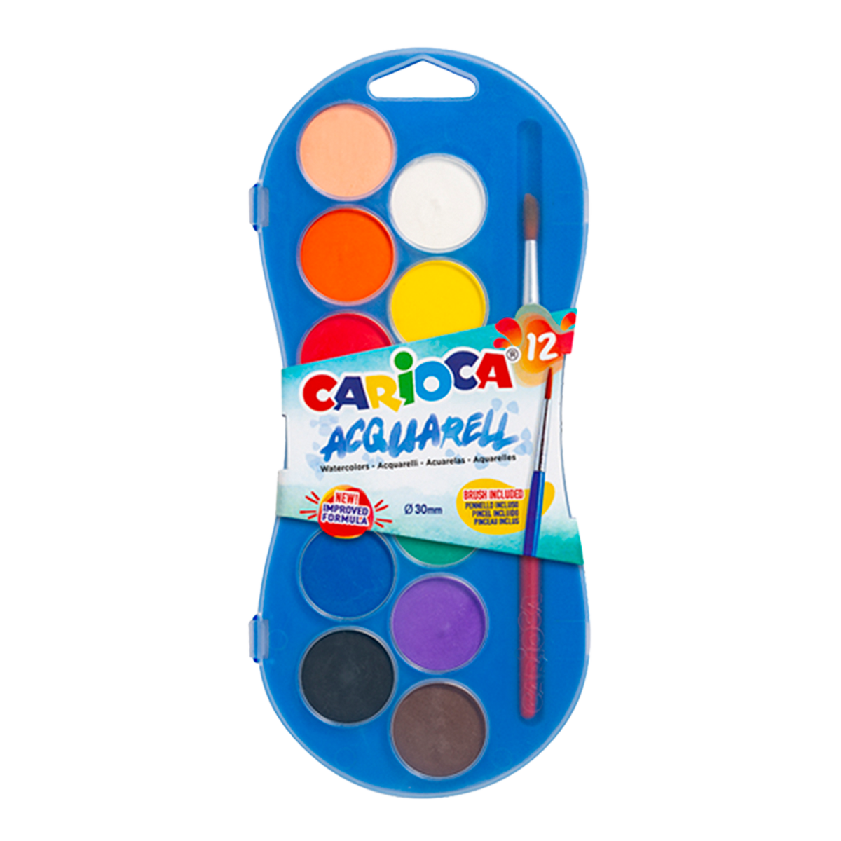 Carioca Watercolor Paint Set – 12 Colors with Brush