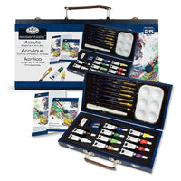 Case / Set of Acrylic Paints in a Wooden Case for Beginners