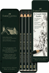 CASTELL 9000 Jumbo Pencils, Set of 5, Tin