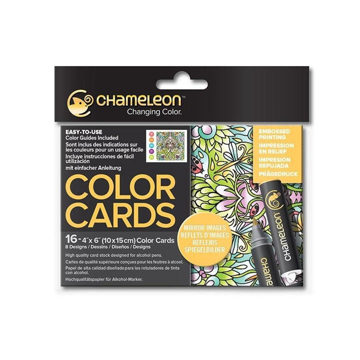 Chameleon Coloring Cards - Mirror Images / Set of 16