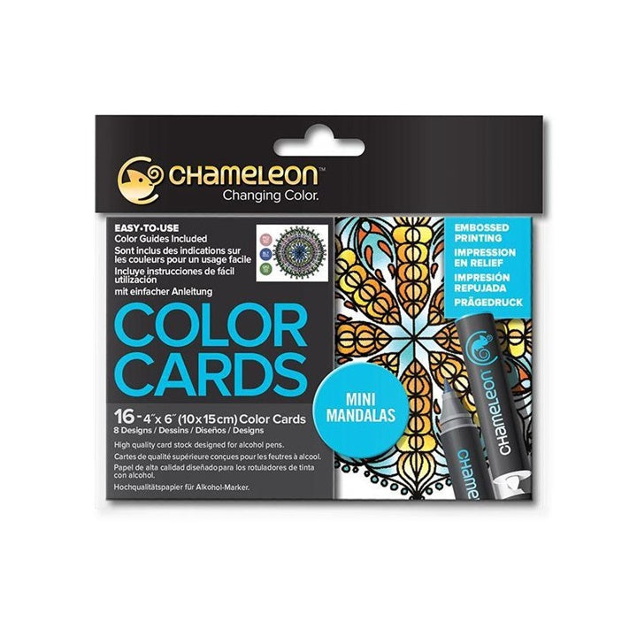 Chameleon Mini Mandalas Coloring Cards, Set of 16