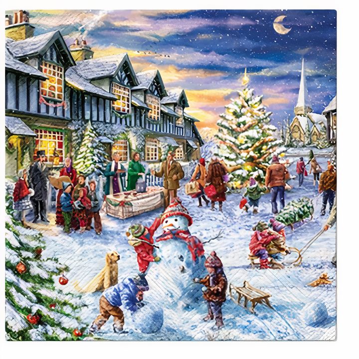 Christmas Market Decoupage Napkins - 1 pc
