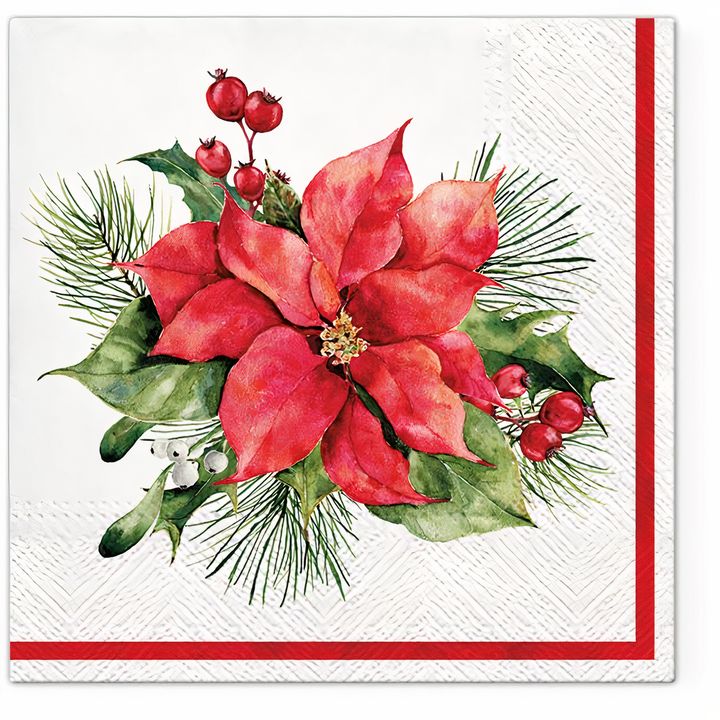 Christmas Rose Decoration Decoupage Napkins - 1 pc