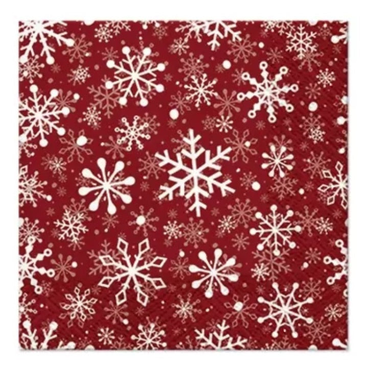 Christmas Snowflakes Decoupage Napkins, Red, 1 pc
