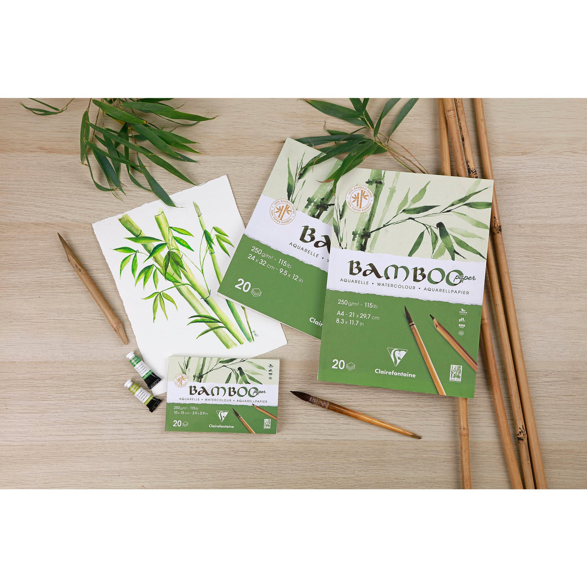 CLAIREFONTAINE Bamboo Watercolor Pad 250 g/m² - 20 Sheets
