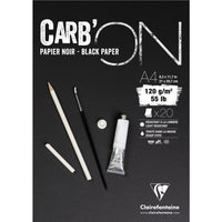 CLAIREFONTAINE Carb'On Black Paper Drawing Pad, 120 g/m², 20 Sheets