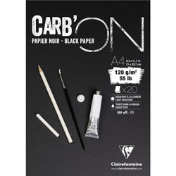 CLAIREFONTAINE Carb'On Black Paper Drawing Pad, 120 g/m², 20 Sheets