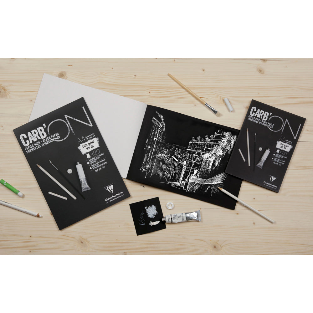 CLAIREFONTAINE Carb'On Black Paper Drawing Pad, 120 g/m², 20 Sheets