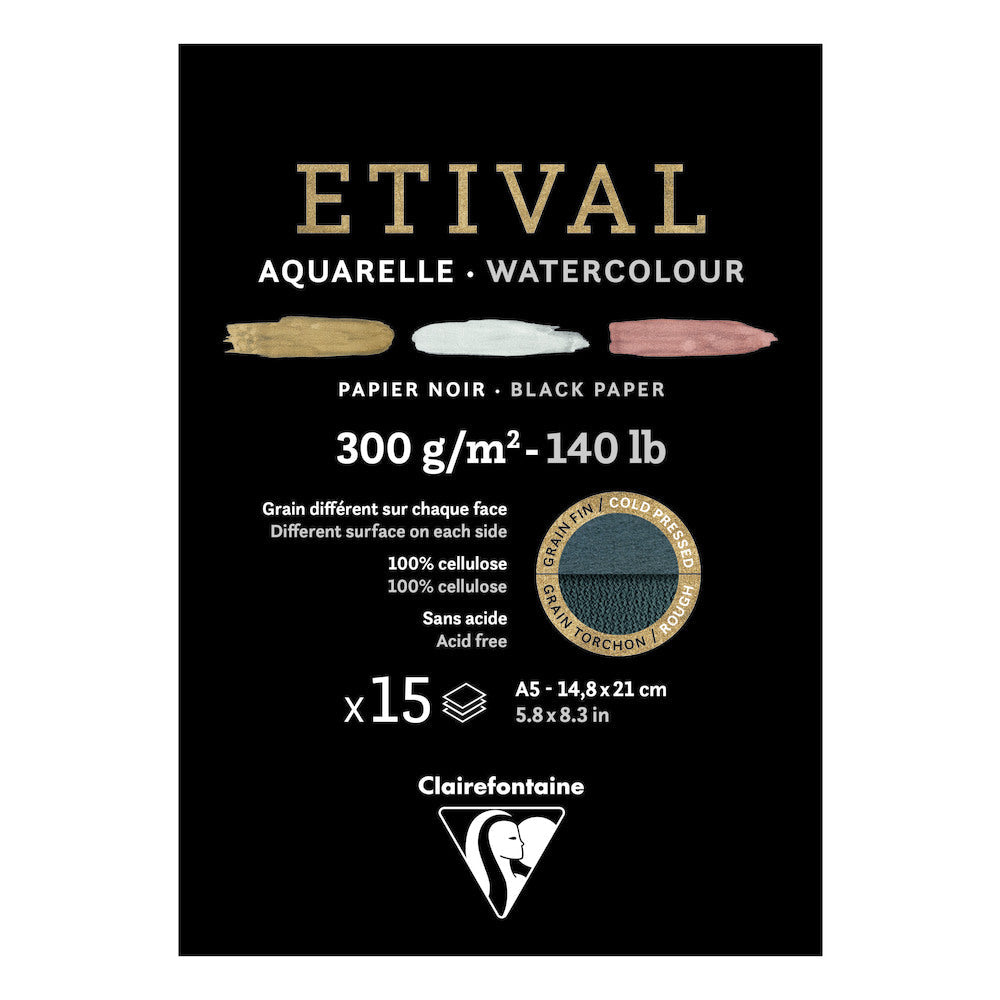 CLAIREFONTAINE Étival Watercolor Pad 300 g/m² - 15 Sheets