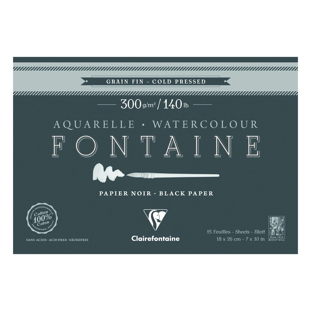 CLAIREFONTAINE Fontaine Black Watercolor Pad 300 g/m²
