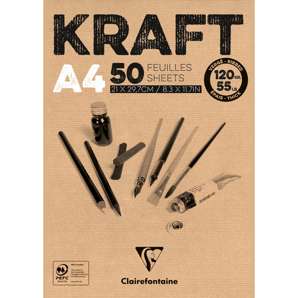 CLAIREFONTAINE Glued Kraft Paper Pad 120 g/m² – 120 g 50 sheets A4