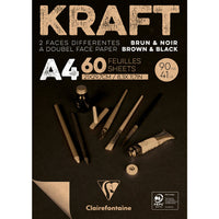 CLAIREFONTAINE Glued Kraft Paper Pad 120 g/m² – 90 g 60 sheets A4 Brown and Black