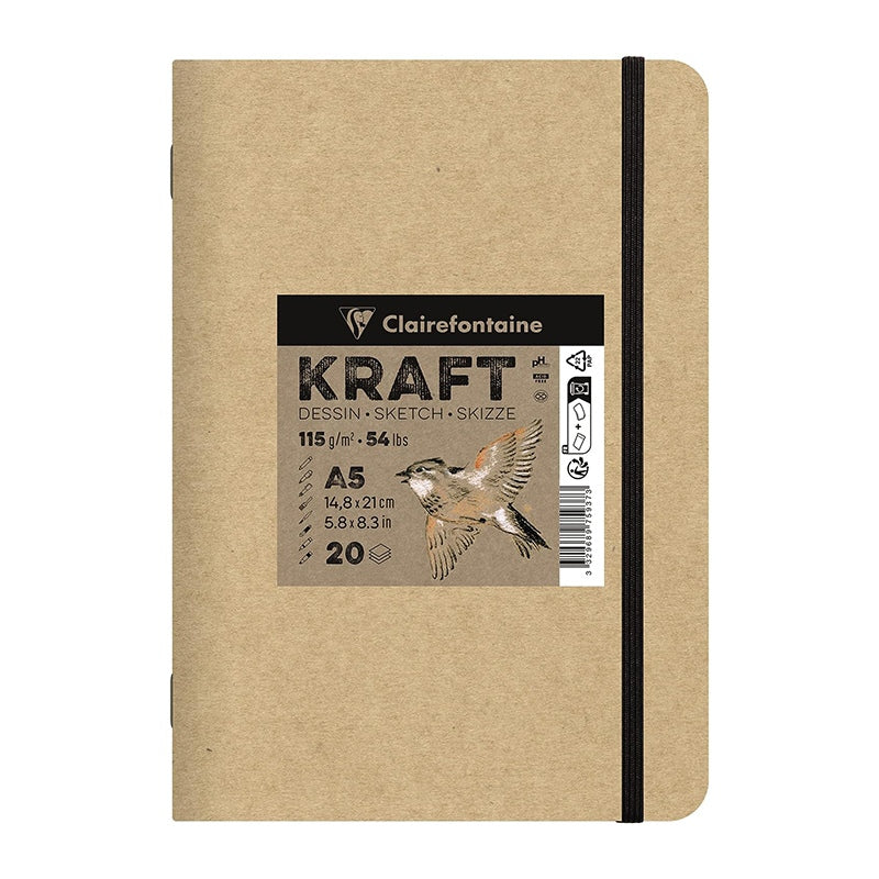CLAIREFONTAINE Kraft Paper Pad 115 g/m² – A5 – A4, 20 Sheets