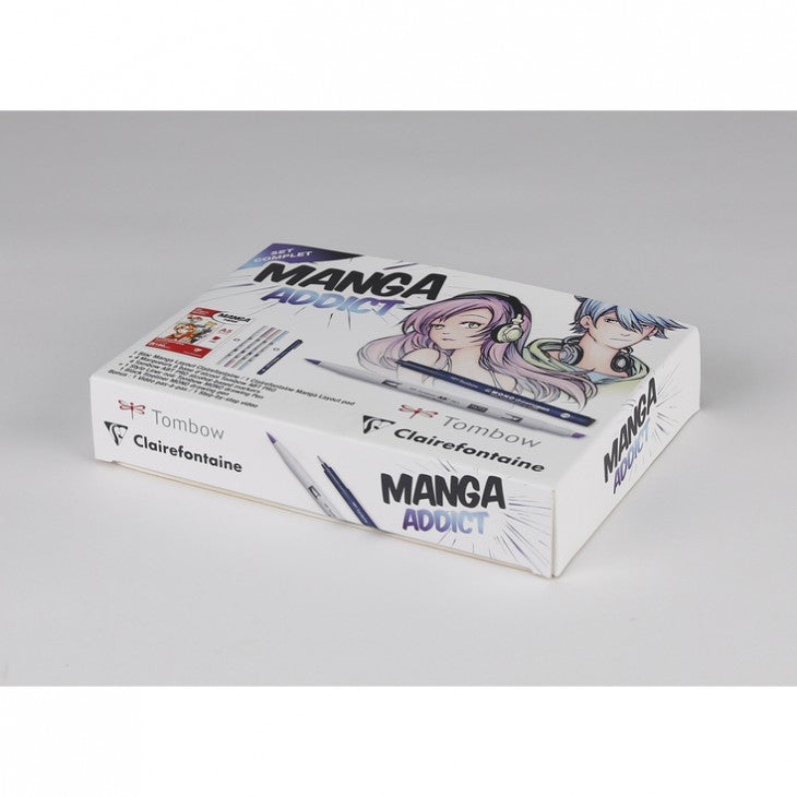Clairefontaine Manga Addict Manga Drawing Set with Tombow, A5, 50 Sheets