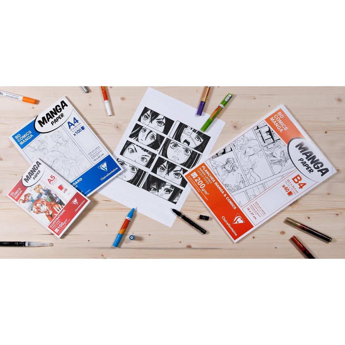 Clairefontaine Manga Layout Pad, 100 g/m², A5–A3, 50 Sheets