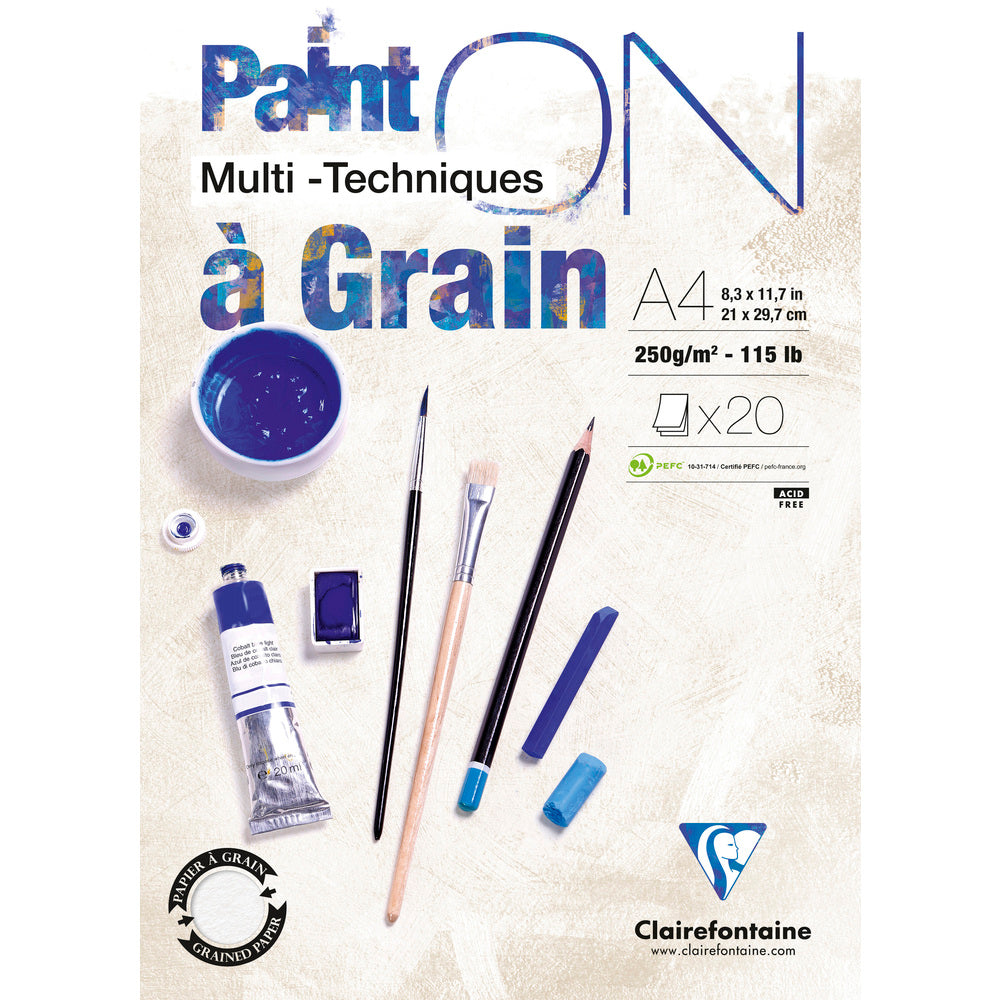 Clairefontaine Paint'On a grain Mixed Media Pad, 250 g – 20 Sheets