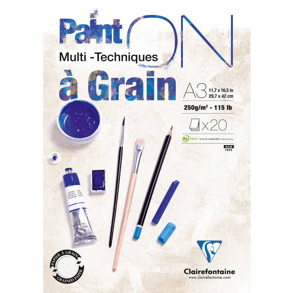 Clairefontaine Paint'On a grain Mixed Media Pad, 250 g – 20 Sheets
