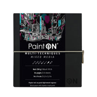 Clairefontaine Paint'On Black Mixed Media Pad, 250 g/m², 32 Sheets, A5 – 14 x 14 cm