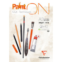 Clairefontaine Paint'On Mixed Media Pad, 250 g, 40 Sheets, Glued, Extra White