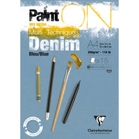 Clairefontaine Paint'On Mix Media Pad, 250 g, Glue-Bound – 15L A4 Denim Blue