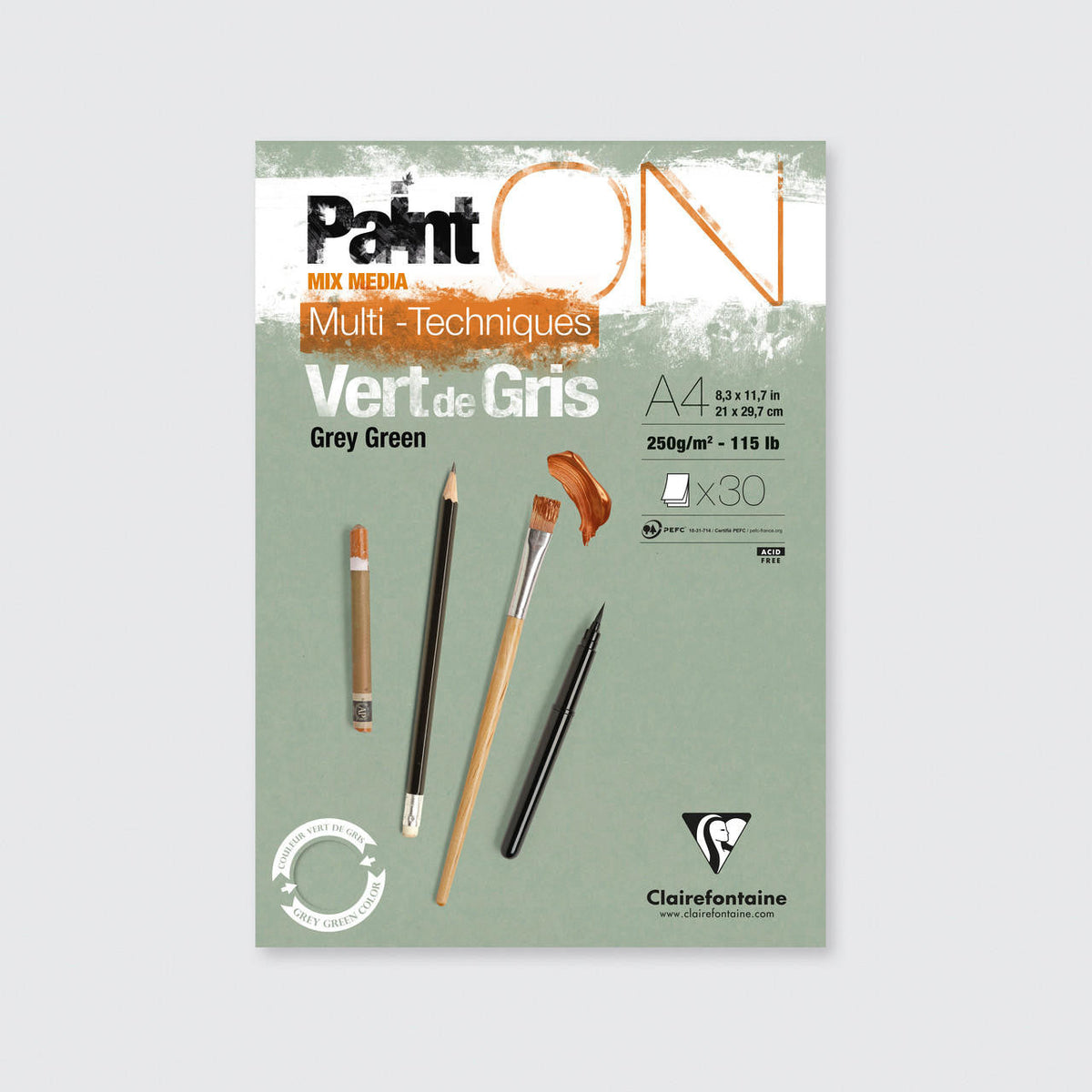 Clairefontaine Paint'On Mix Media Pad, 250 g, Glue-Bound