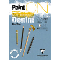 Clairefontaine Paint'On Mix Media Pad, 250 g, Glue-Bound – 15L A3 Denim Blue