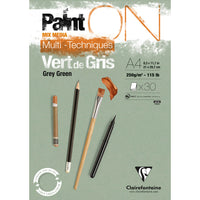Clairefontaine Paint'On Mix Media Pad, 250 g, Glue-Bound – 30L A4 Gray-Green