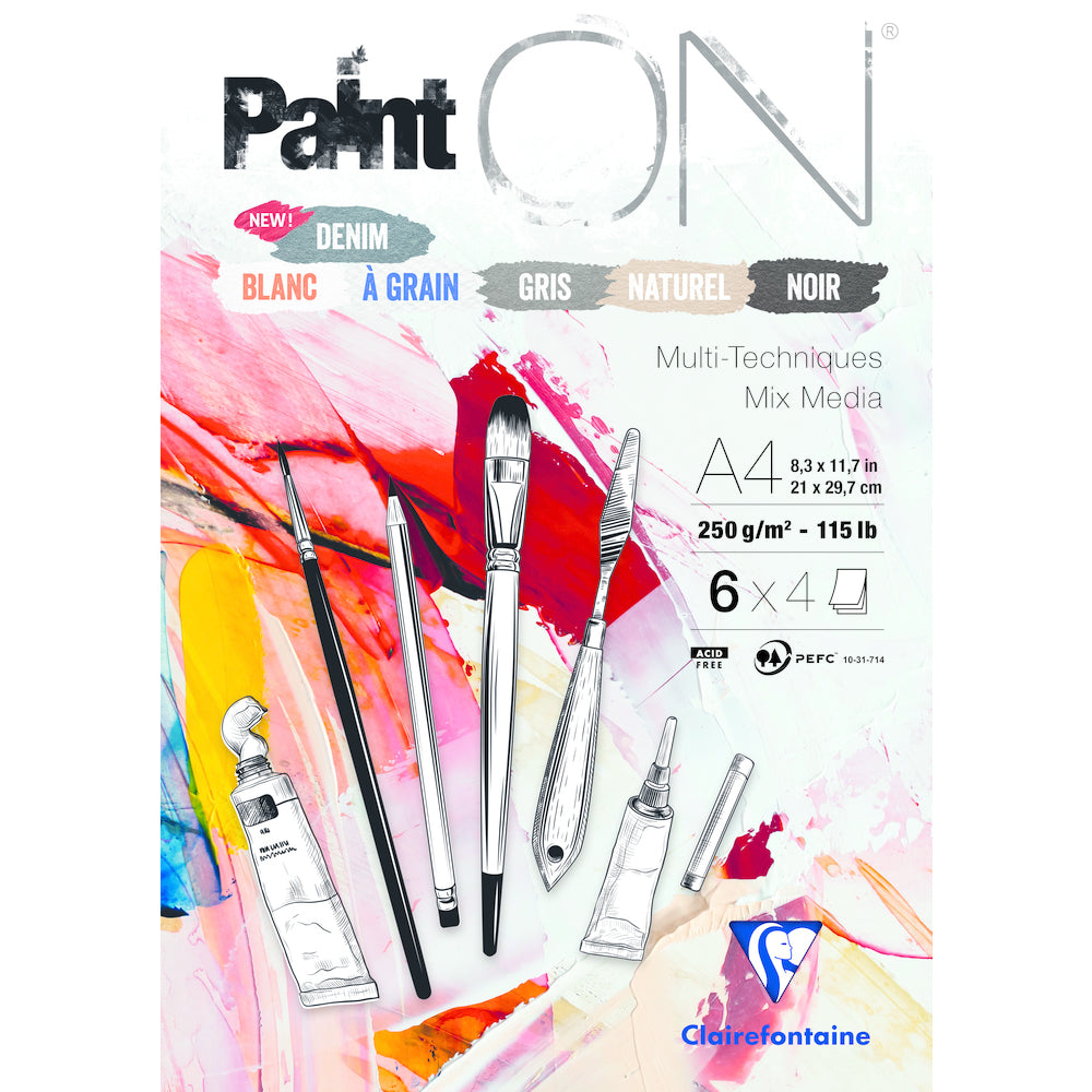 CLAIREFONTAINE Paint'On Mix Media Pad No. 6 250 g/m2 - 24 Sheets