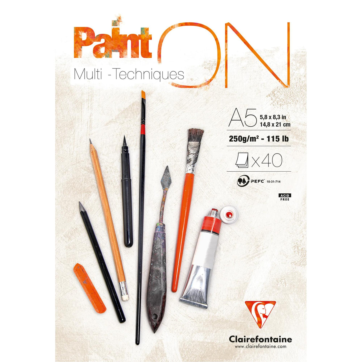 CLAIREFONTAINE Paint'On Mixed Media Pad White A5 250 g/m² - 40 sheets