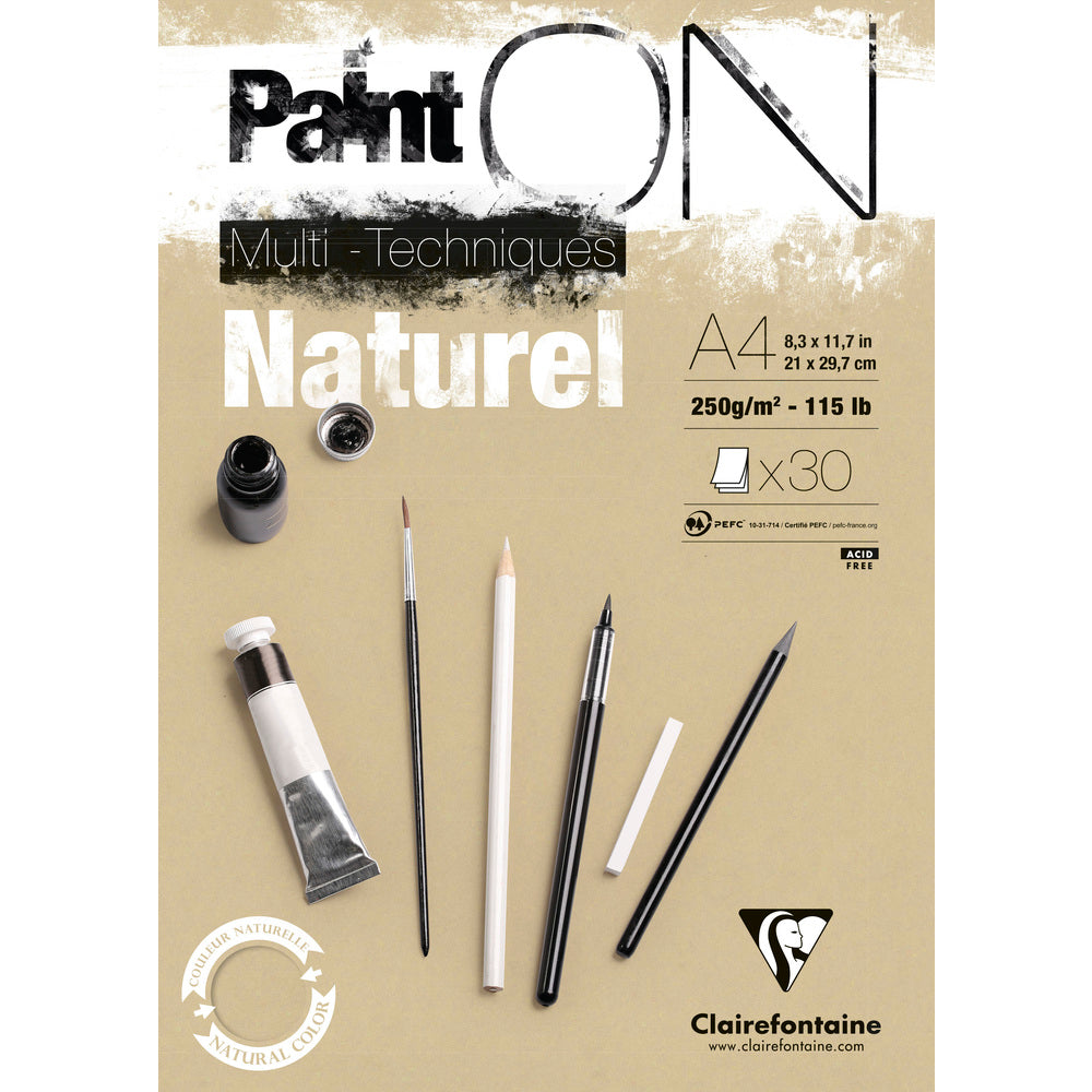 CLAIREFONTAINE Paint'On Natural Mixed Media Pad 250 g/m² - 30 sheets