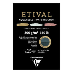 Clairefontaine Summer Watercolor Pad CP R 300 g 15 Sheets Glued Black