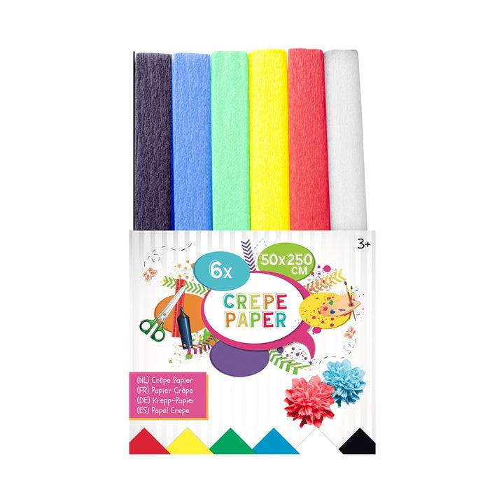 Colored Crepe Paper 50 x 250 cm, Set of 6