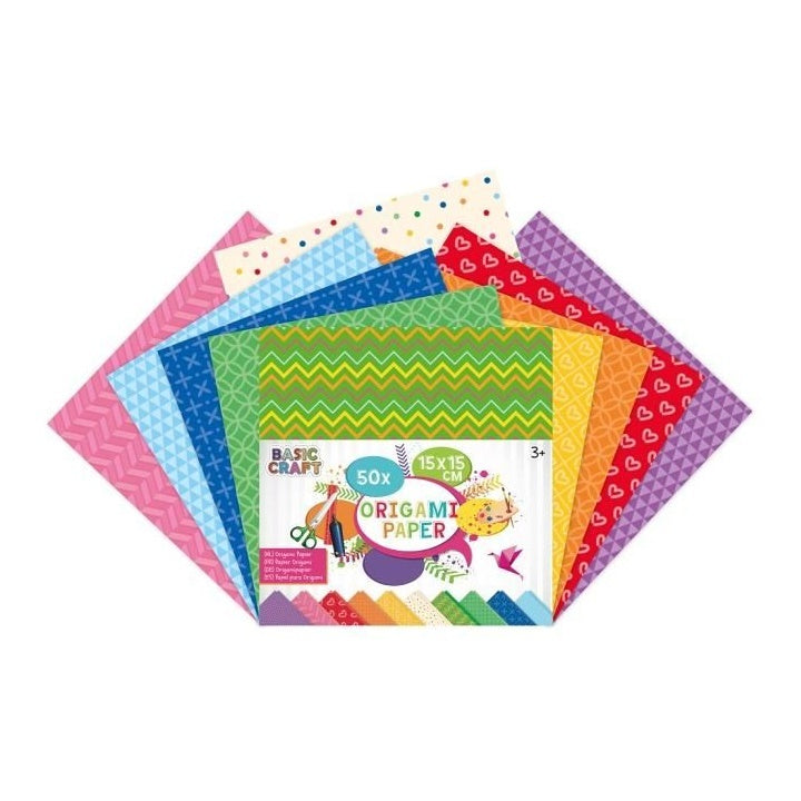 Colored Origami Paper 15 x 15 cm, Set of 50