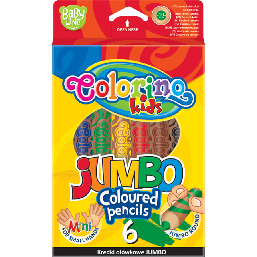 Colored Pencils Colorino JUMBO Round with Sharpener – 6 Colors