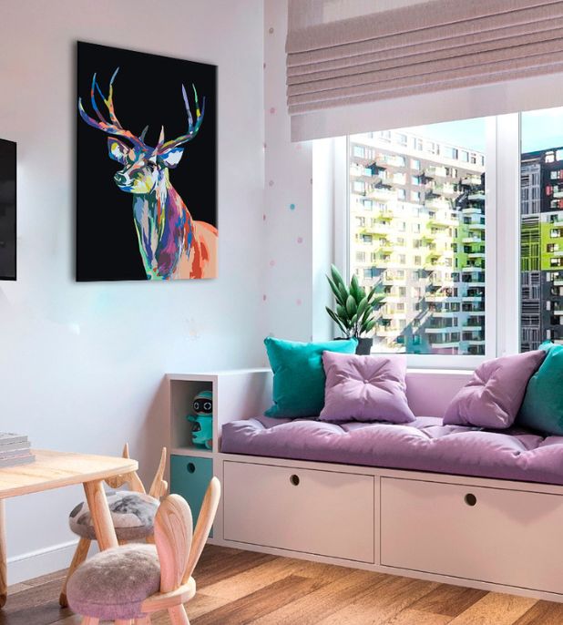Colorful Deer Paint by Numbers, Low Difficulty, Special Black Edition — image 1