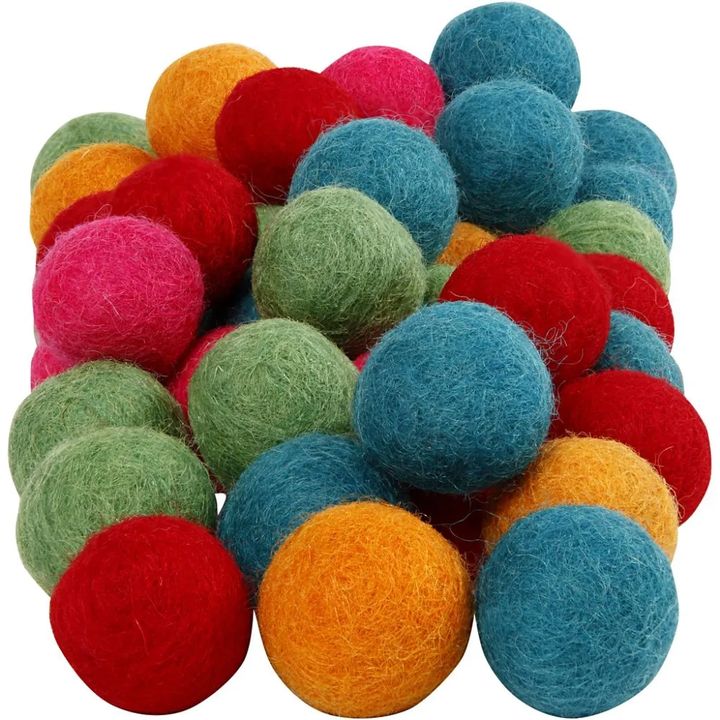 Colorful Felt Balls, 64 pcs